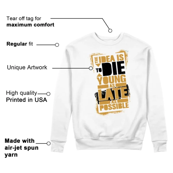 Die Young Sweatshirt to Match Air Jordan 1 Low OG Rookie of the Year Features