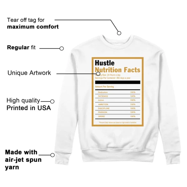 Hustle Facts: Motivational Sweatshirt for Air Jordan 1 Low OG Rookie of the Year Features