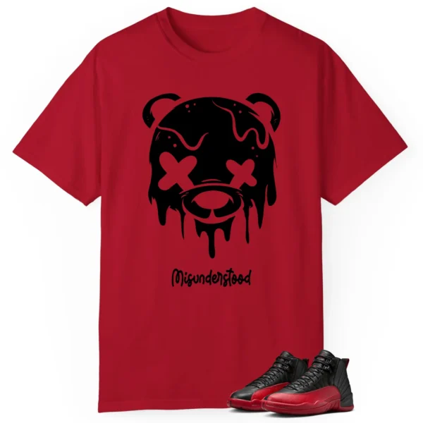 Air Jordan 12 Flu Game Matching Tee - Drippy Bear Graphic