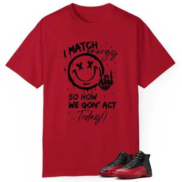 Air Jordan 12 Flu Game Matching Tee Shirt - Match Energy