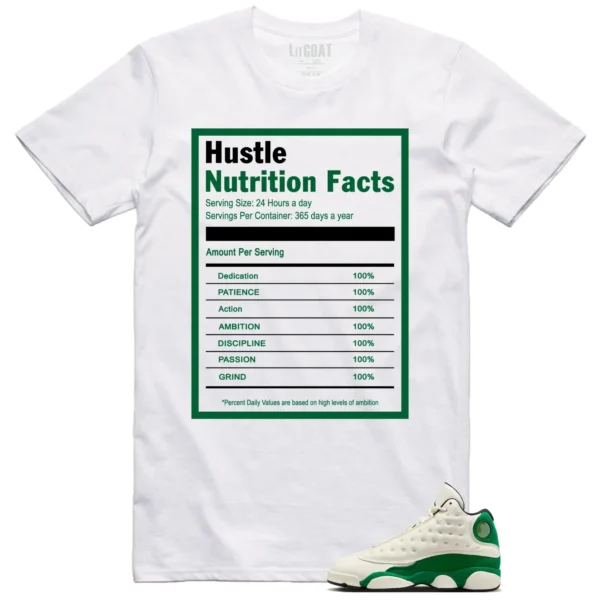 Hustle Facts: Motivational Graphic for Air Jordan 13 Pine Green 2025