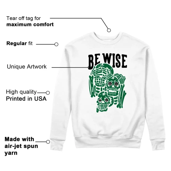 Air Jordan 13 Pine Green 2025 'Be Wise' Matching Sweatshirt Features