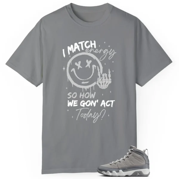 Jordan 9 Cool Grey Matching Tee Shirt - Match Energy