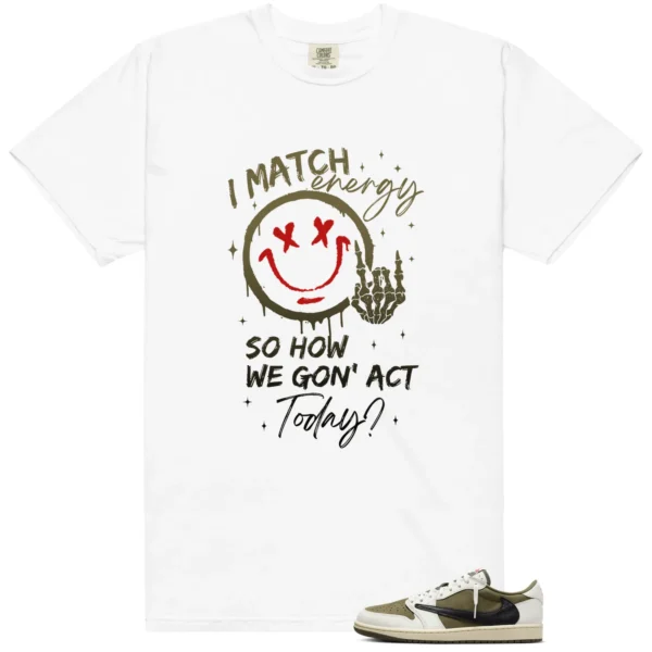 Travis Scott Medium Olive 1s Matching Tee Shirt - Match Energy