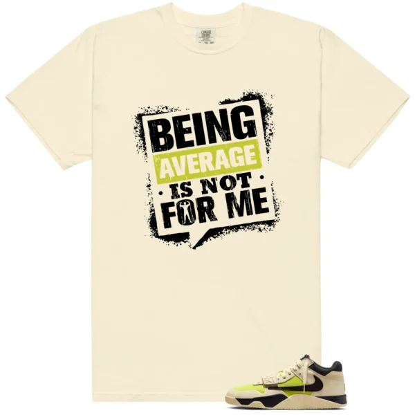 Average Not Me Tee Matches Travis Scott x Jordan Jumpman Jack Bright Cactus Sneaker