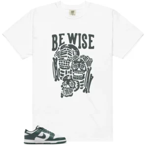 White Vintage Green Dunks 'Be Wise' Matching Shirt