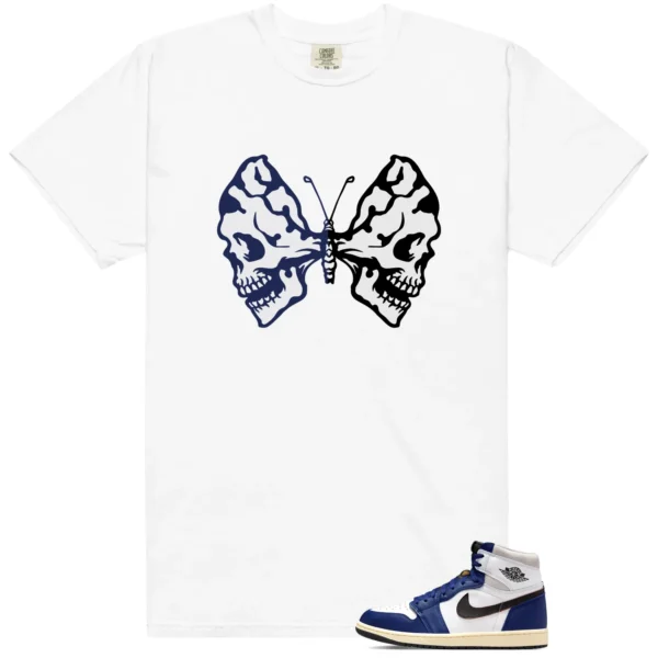 Butterfly Skulls Shirt for Air Jordan 1 Deep Royal Blue Fans
