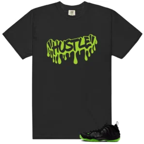 Hustle Drip Tee Matching Foamposite Volt Black Air One - Foamposite Volt Black Air One Matching T-Shirt