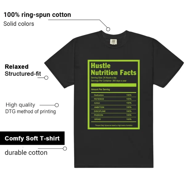 Hustle Facts: Motivational Graphic for Foamposite Volt Black Air One - Additional View - Foamposite Volt Black Air One Matching Tee