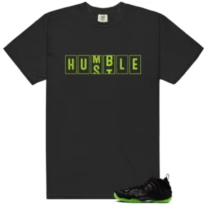 Foamposite Volt Black Air One - Hustle Humble T-Shirt - Foamposite Volt Black Air One Matching T-Shirt