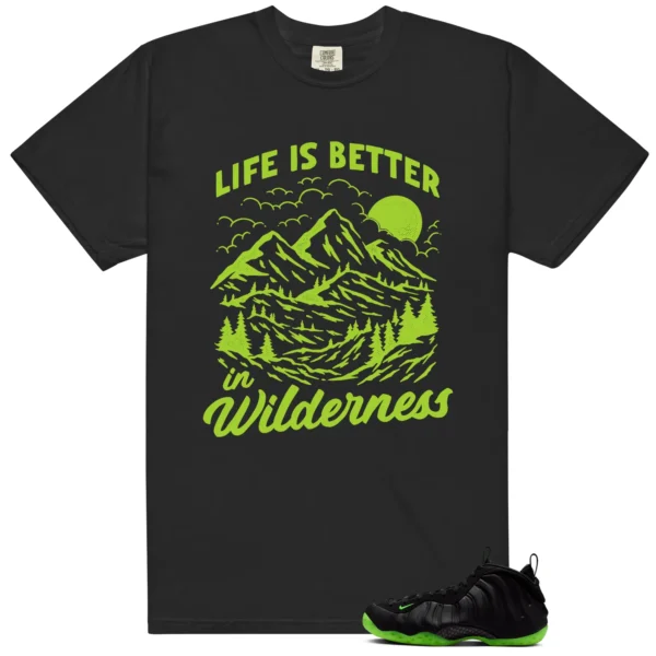 Wilderness Tee - Perfect with Foamposite Volt Black Air One - Foamposite Volt Black Air One Matching T-Shirt