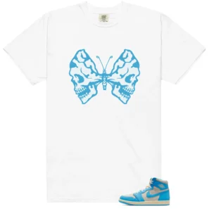Butterfly Skulls Shirt for Jordan 1 UNC Reimagined Fans