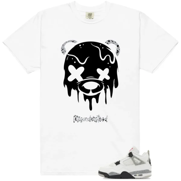 White Cement 4s Matching Tee - Drippy Bear Graphic
