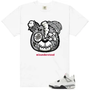 White Cement 4s Sneaker Matching Tee - Teddy Bear