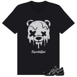 ASICS Gel-1130 Black Pure Silver Drippy Bear Tee | Cute Streetwear Graphics