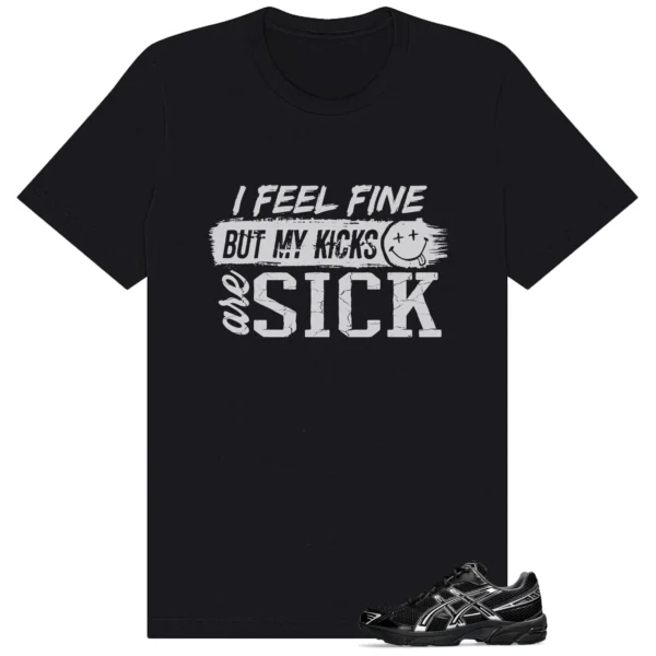 ASICS Gel-1130 Black Pure Silver Match: Sick Kicks Shirt