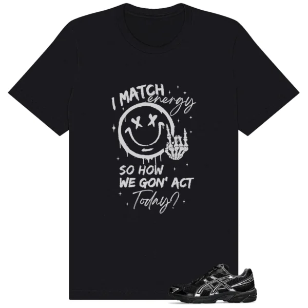 ASICS Gel-1130 Black Pure Silver Matching Tee Shirt - Match Energy
