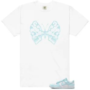 Butterfly Skulls Shirt for Nike Dunk Low Glacier Blue Fans