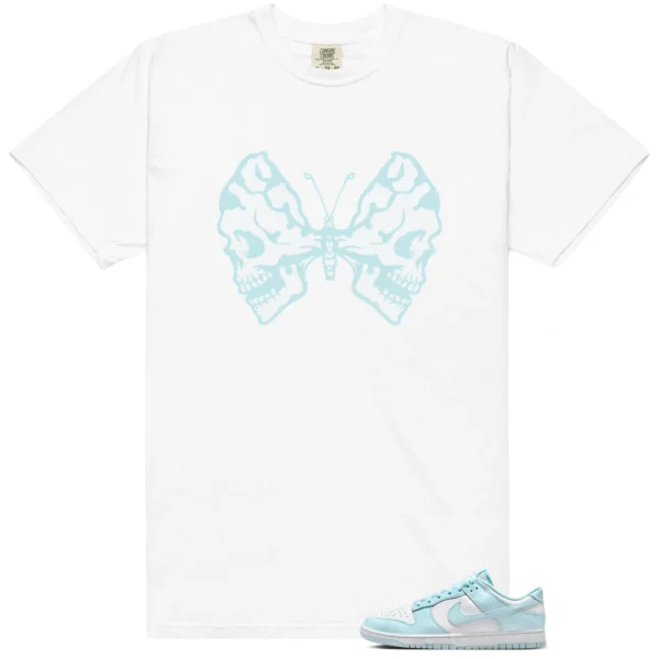 Butterfly Skulls Shirt for Nike Dunk Low Glacier Blue Fans