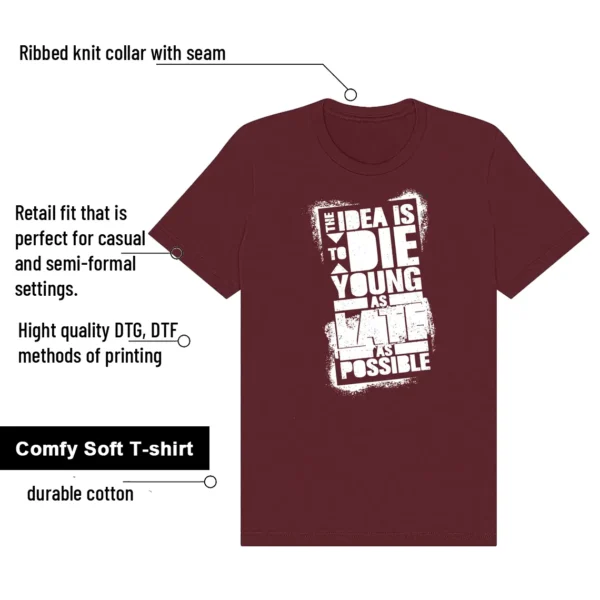 Dunk Low Bordeaux Die Young Shirt features