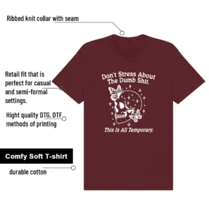 Dunk Low Bordeaux Don't Stress Shirt features