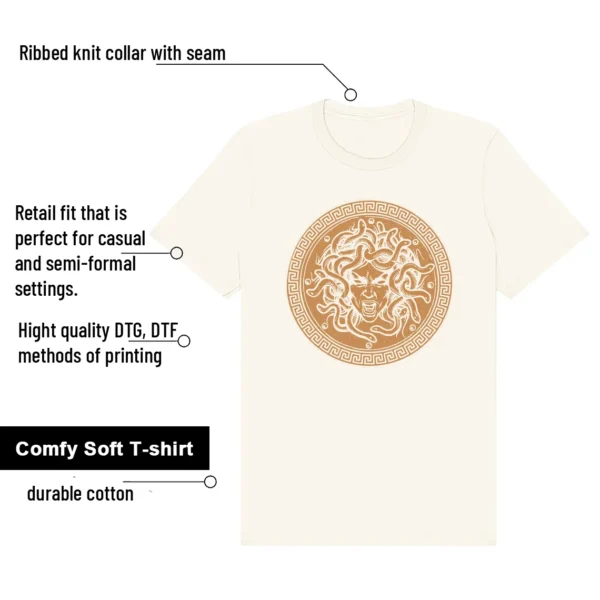 Dunk Low Next Nature Flax Coconut Milk Medusa Shirt features