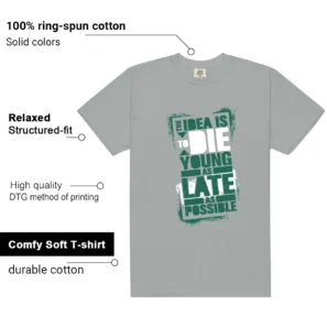 Essential Evergreen Aura Die Young Matching Tees features