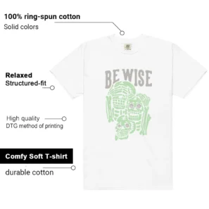 Essential Vapor Green Be Wise Graphic Shirt features