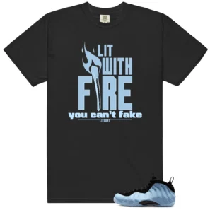 Foamposite Psychic Blue LIT WITH FIRE Shirt