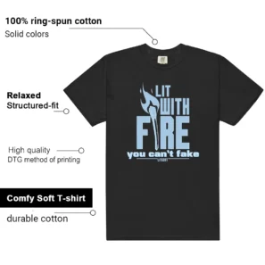 Foamposite Psychic Blue LIT WITH FIRE Shirt features