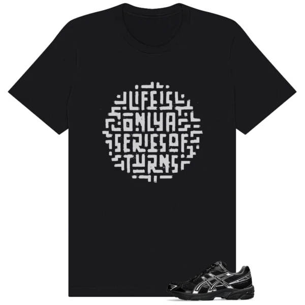 Life Turns Shirt to Match ASICS Gel-1130 Black Pure Silver | Philosophy Streetwear