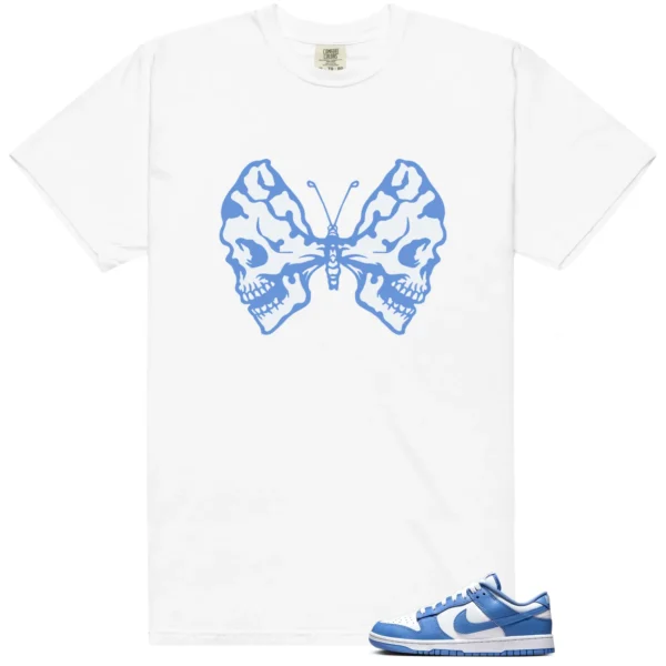 Polar Blue Dunk Butterfly Skulls Tee | Gothic Streetwear Match