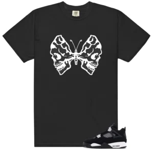 Retro 4 White Thunder Butterfly Skulls Shirt