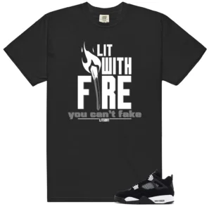 Retro 4 White Thunder LIT WITH FIRE Shirt