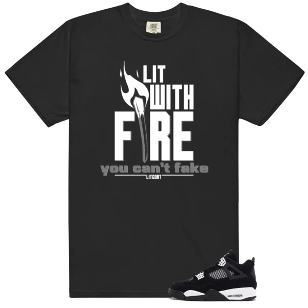 Retro 4 White Thunder LIT WITH FIRE Shirt
