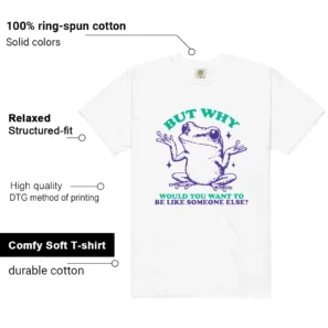 Retro 5 Grape But Why Shirt features