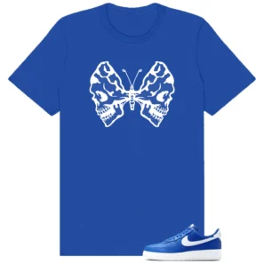 Air Force 1 Low College Blue Butterfly Skulls Matching Tees