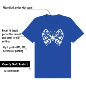 Air Force 1 Low College Blue Butterfly Skulls Matching Tees features