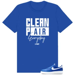 Air Force 1 Low College Blue Clean Pair Match Shirt