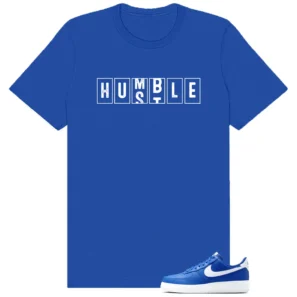 Air Force 1 Low College Blue Hustle Humble Match Shirt