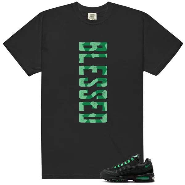 Air Max 95 Big Bubble Black Green Shock Blessed Match Shirt