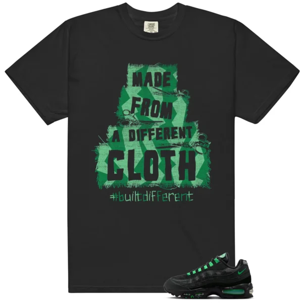 Air Max 95 Big Bubble Black Green Shock Built Different Matching Shirt