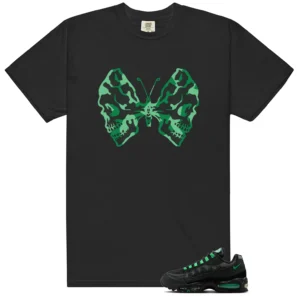 Air Max 95 Big Bubble Black Green Shock Butterfly Skulls Matching Tees