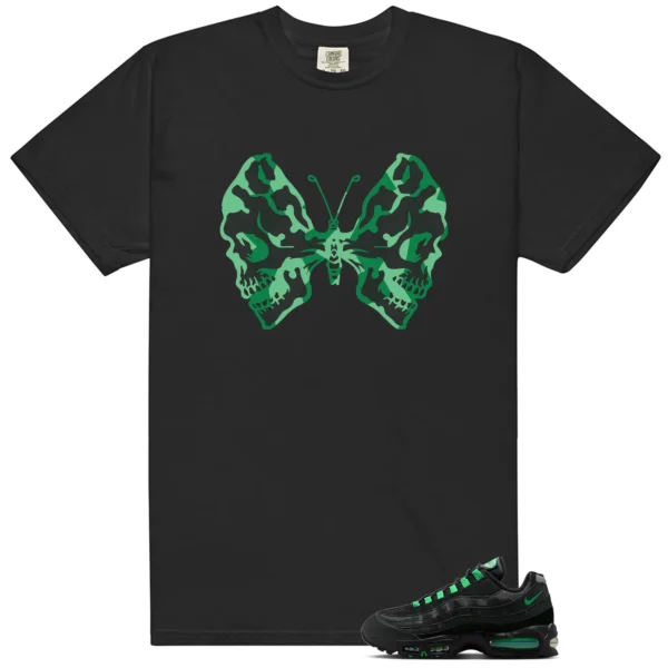Air Max 95 Big Bubble Black Green Shock Butterfly Skulls Matching Tees