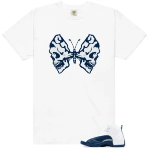 French Blue 12s 2025 Butterfly Skulls Matching Tees