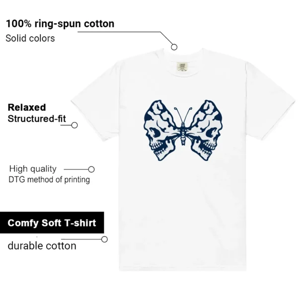 French Blue 12s 2025 Butterfly Skulls Matching Tees features