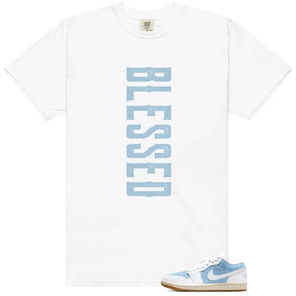 WMNS Worn Blue 1s Blessed Match Shirt