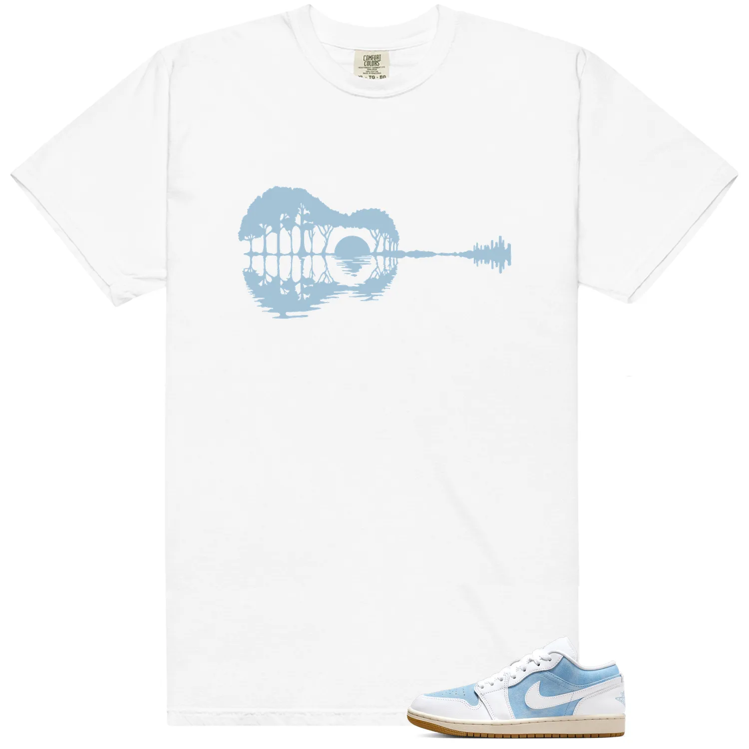 WMNS Worn Blue 1s Guitar Matching Tees