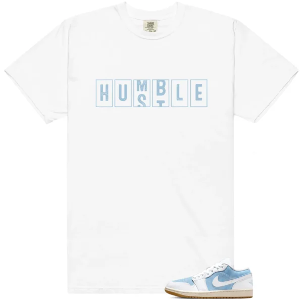 WMNS Worn Blue 1s Hustle Humble Match Shirt