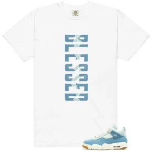 WMNS Worn Blue Denim 4s Blessed Match Shirt